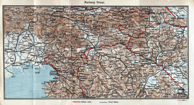 Detailiertes altes Stadtplan von Marburg, Deutschland, mit Straßen, Gebäuden und Sehenswürdigkeiten, mit Text oben und unten.