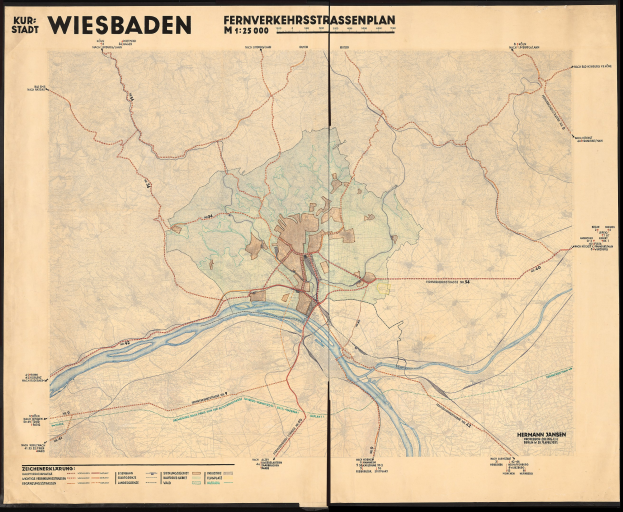 Alte Karte von Wiesbaden, Deutschland, in einem Foto Rahmen, zeigt detaillierte Straßen, Gebäude und Sehenswürdigkeiten mit Text, der zusätzliche Stadtinformationen bereitstellt.