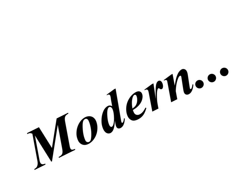 Fetter schwarzer Text, der 'modern' auf einem einfarbig weißen Hintergrund liest.