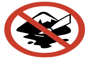 Ein rotes und weißes Verbotsschild mit einem Messer in der Mitte, das das Mitführen von Messern verbietet.