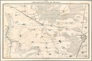 Ein altes Stadtplan von Hessen, Deutschland, gerahmt in einem Foto Rahmen mit Text oben und unten.