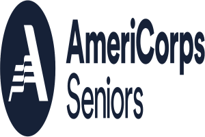 Das Logo der American Corps of Seniors auf einem weißen Hintergrund, mit "American Corps" in fetter schwarzer Schrift und "Seniors" in kleinerer Schrift darunter.