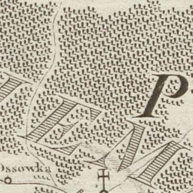 Alte London-Karte mit einem prominenten 'P' in der Mitte, die detaillierte Straßen, Gebäude und Sehenswürdigkeiten in klassischer Typografie zeigt.