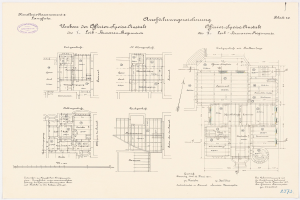 Schwarzer und weißer Grundriss des ehemaligen Büro des deutschen Bundeskanzlers, zeigt detaillierte Layout mit Räumen und strukturellen Elementen.