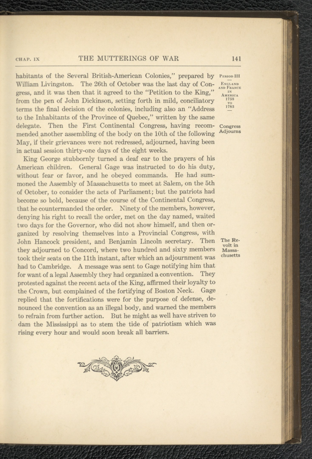 Offenes Buch mit dem Titel "Die Gedanken des Krieges" zeigt eine Illustration eines Soldaten mit Gewehr und Flagge auf einer Wiese mit Bergen und Sonnenuntergang.